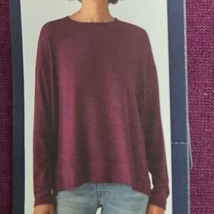 Lucky Brand Long Sleeve Knit Top Casual Relaxed‎ Fit Pullover Burgundy Sz XXL